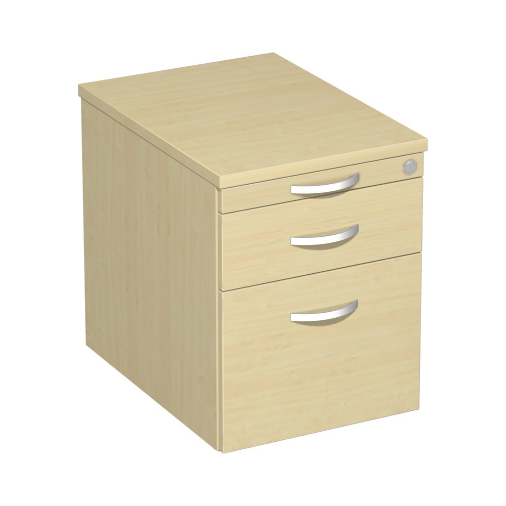 Rollcontainer Lissabon mit Hängeregister, HxBxT 566 x 600 x 430 mm, Kunststoffschübe, Ahorn
