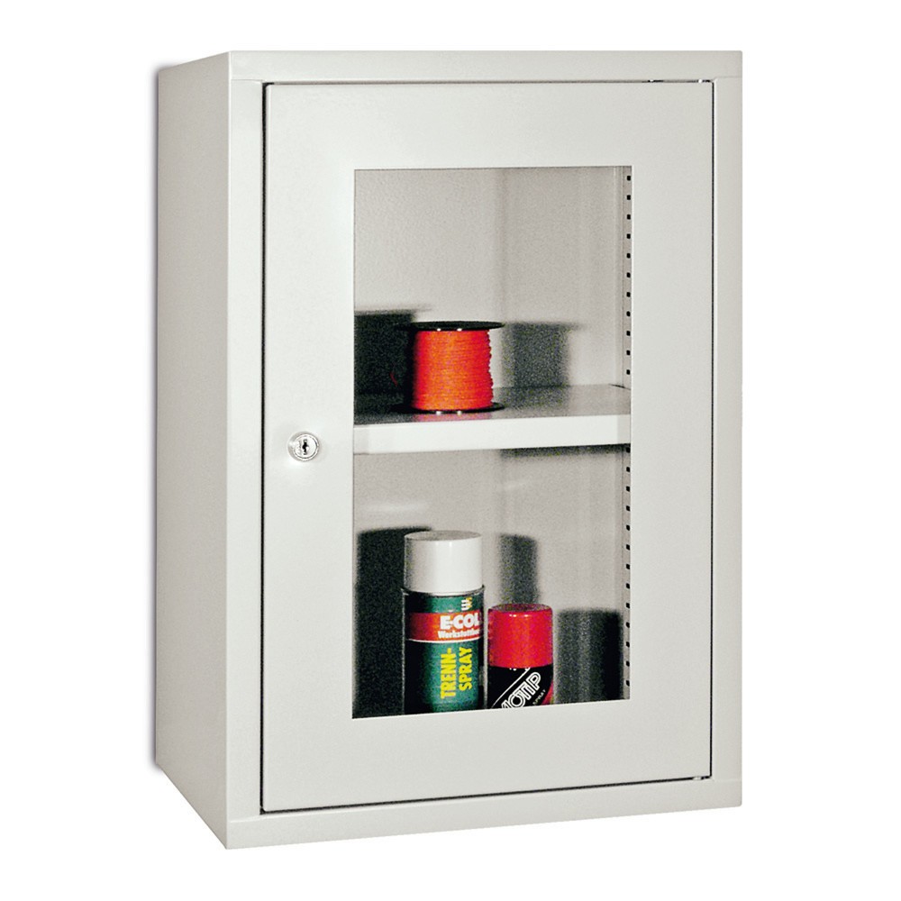 PAVOY Hängeschrank mit Sichtfenster, HxBxT 600 x 400 x 300 mm, anthrazitgrau, enzianblau