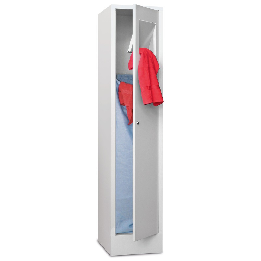 Waskast PAVOY, hxbxd 1.850 x 400 x 500 mm, met sokkel, gentiaanblauw, lichtgrijs