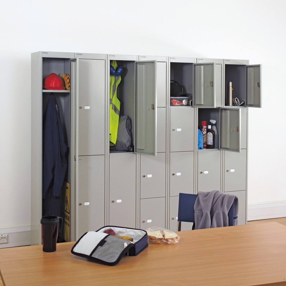 BISLEY Schliessfachschrank, 6 Fächer, Tiefe 457 mm, oxfordblau
