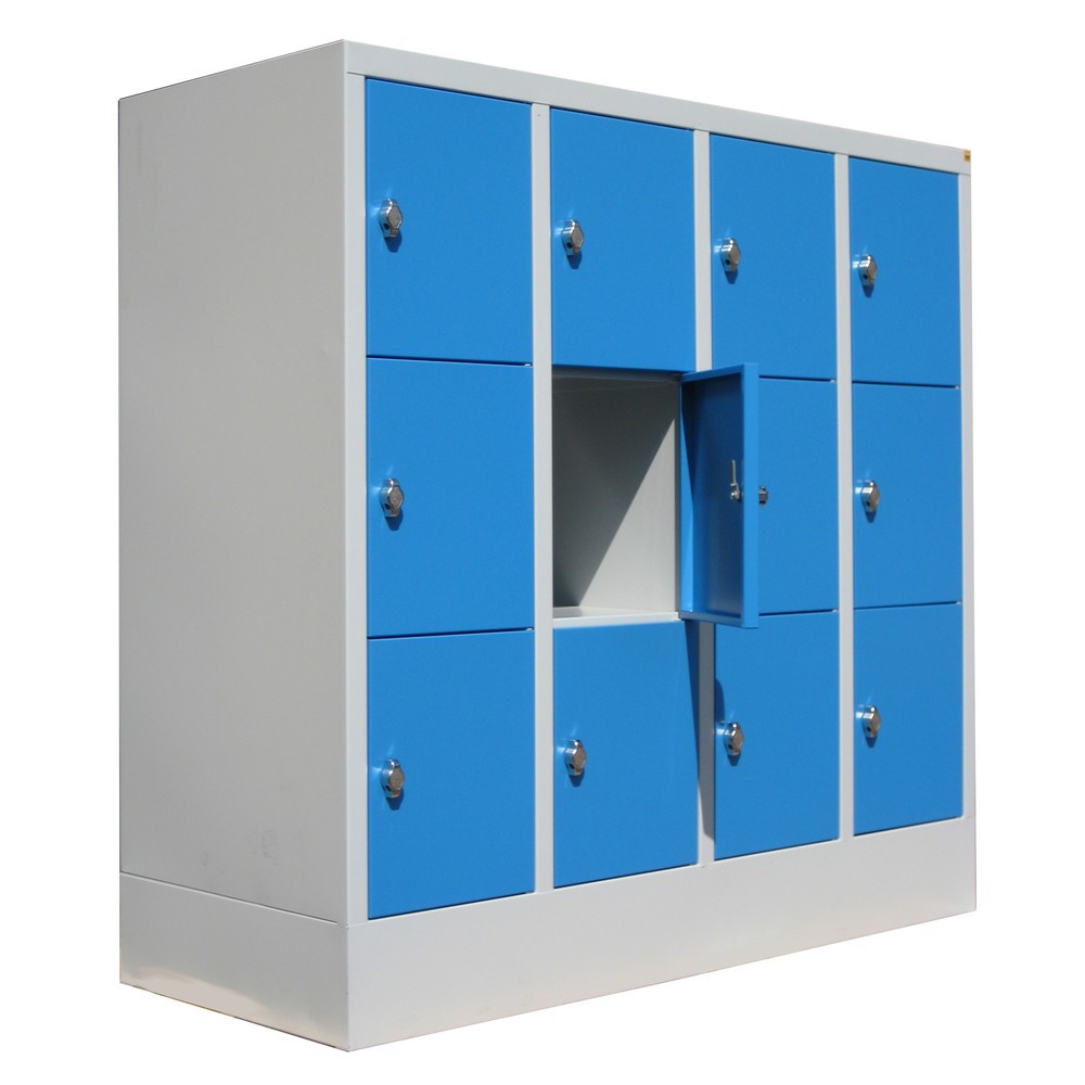 PAVOY Schliessfachschrank mit Drehriegelverschluss, 4 x 3 Fächer, anthrazitgrau, anthrazitgrau