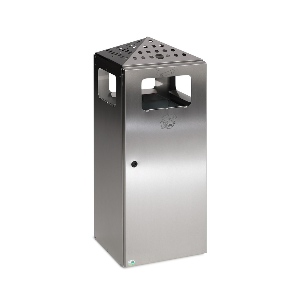 VAR® Ascher-Abfall-Kombination, mit gelochtem Dach, Edelstahl, 80 Liter