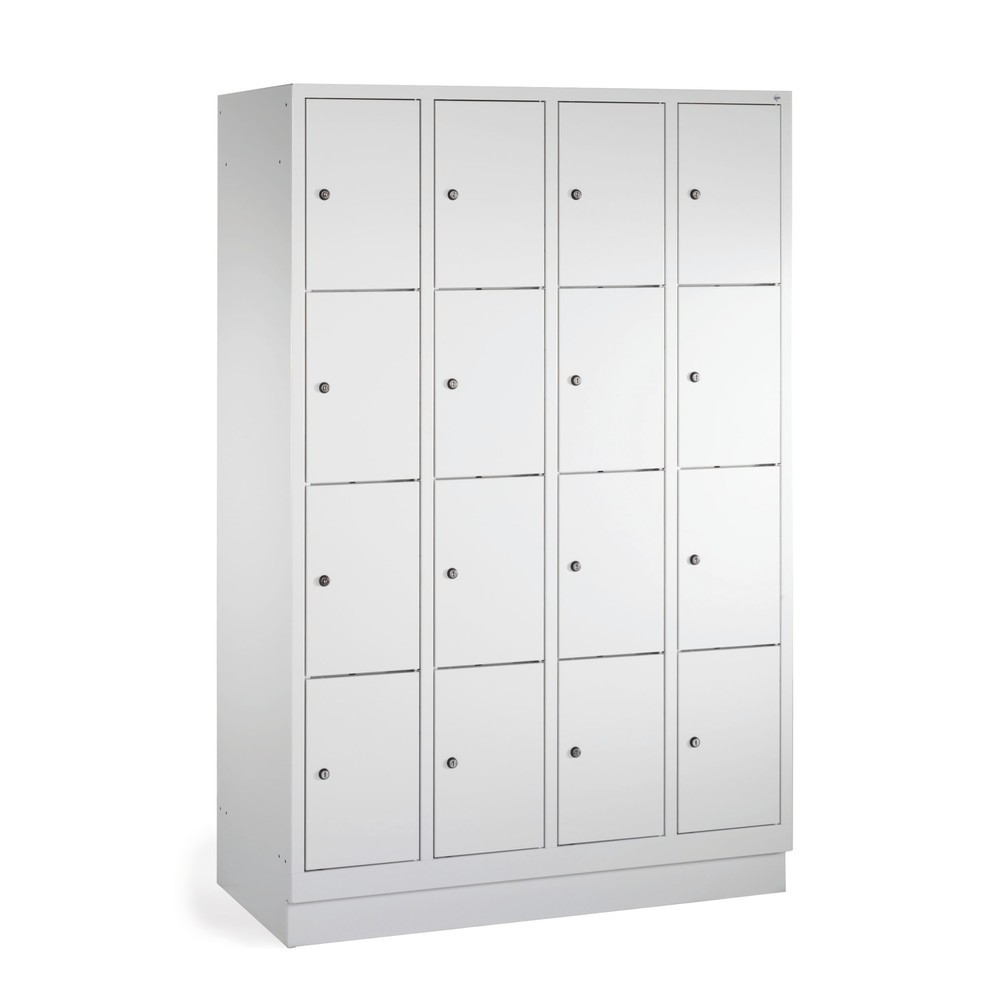 PAVOY Schliessfachschrank mit Zylinderschloss, 4 x 4 Fächer, HxBxT 1.518 x 1.600 x 500 mm, anthrazitgrau, anthrazitgrau