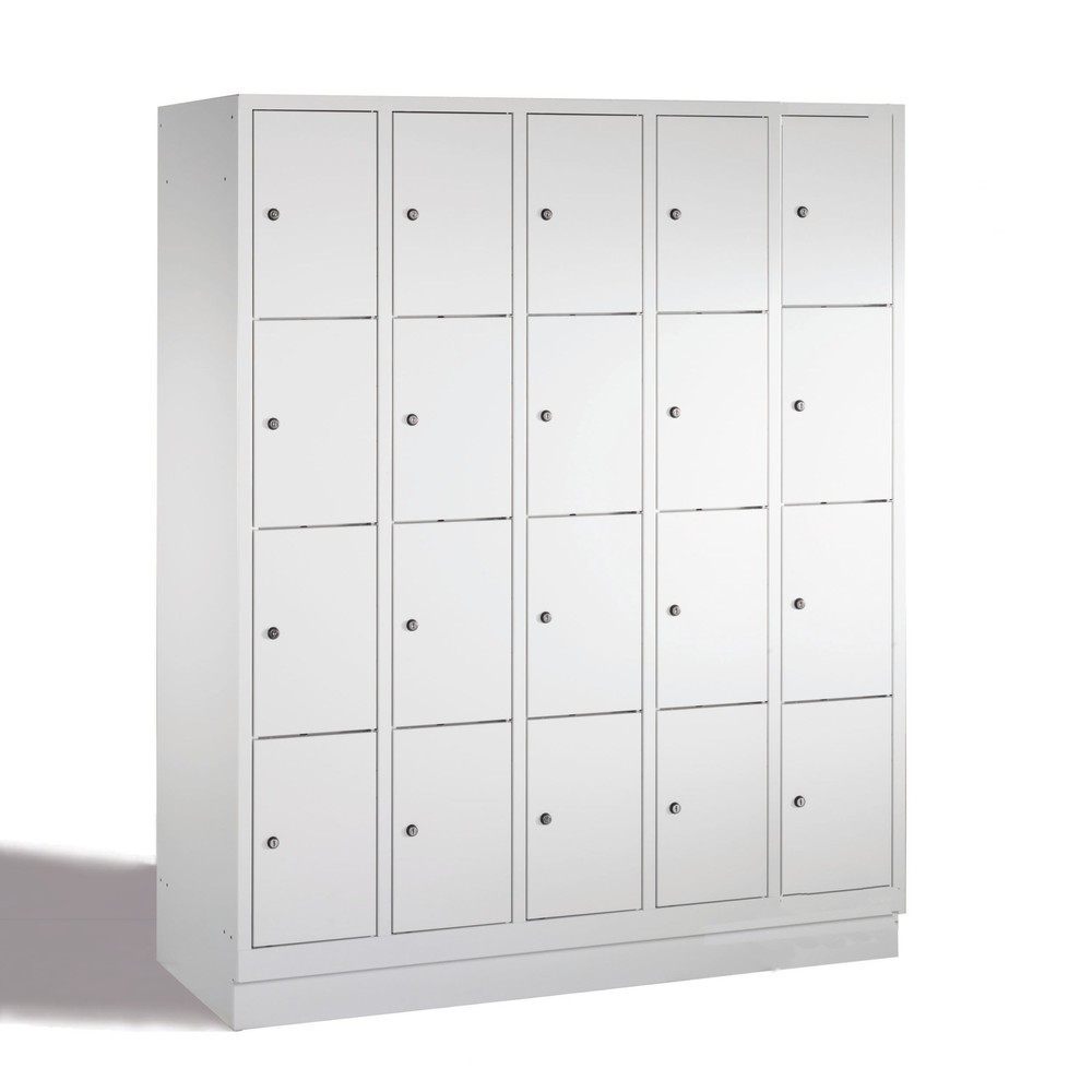 PAVOY Schliessfachschrank mit Zylinderschloss, 5 x 4 Fächer, HxBxT 1.518 x 1.500 x 500 mm, feuerrot, lichtgrau