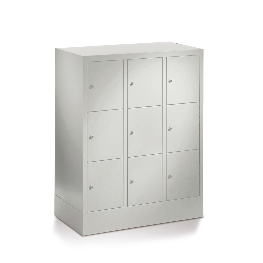PAVOY Schliessfachschrank mit Zylinderschloss, 3 x 3 Fächer, HxBxT 1.187 x 1.200 x 500 mm, reinweiss, reinweiss