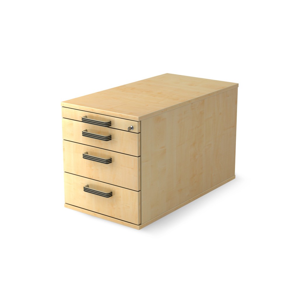 Rollcontainer Solid, 4 Schubladen mit Kunstoff-Griff, Ahorn