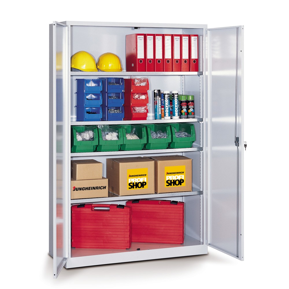 LISTA Flügeltürschrank mit 4 verzinkten Böden, HxBxT 1.950 x 1.250 x 400 mm, lichtgrau, lichtblau
