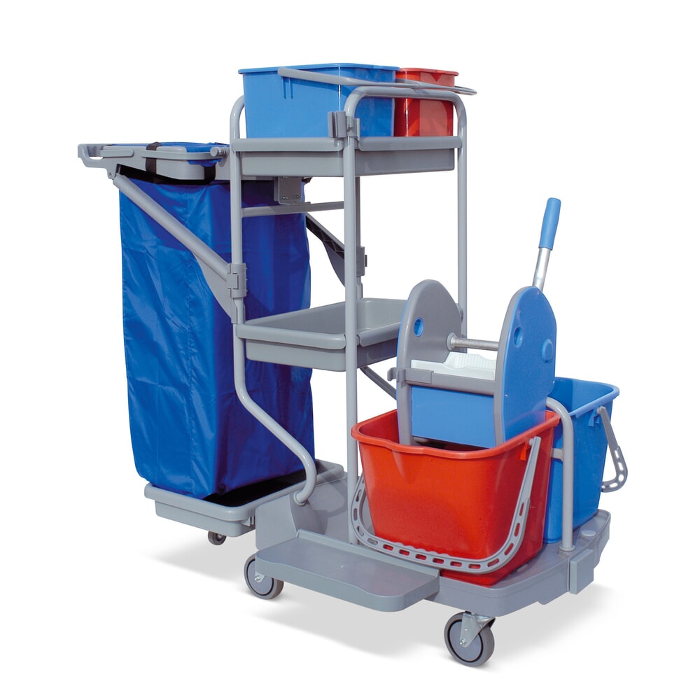 Systemwagen-Set Harema®, Eimer 2x 9 Liter + 2x 15 Liter, mit Kunststoffablage