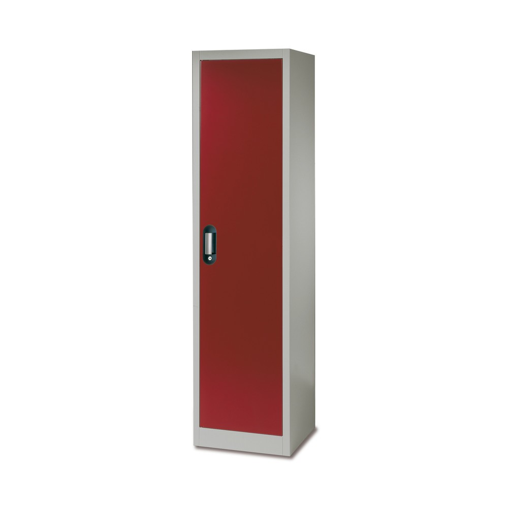 C+P Chemikalienschrank Acurado, 4 verzinkte Auffangwannen, HxBxT 1.950 x 500 x 500 mm, lichtgrau, enzianblau