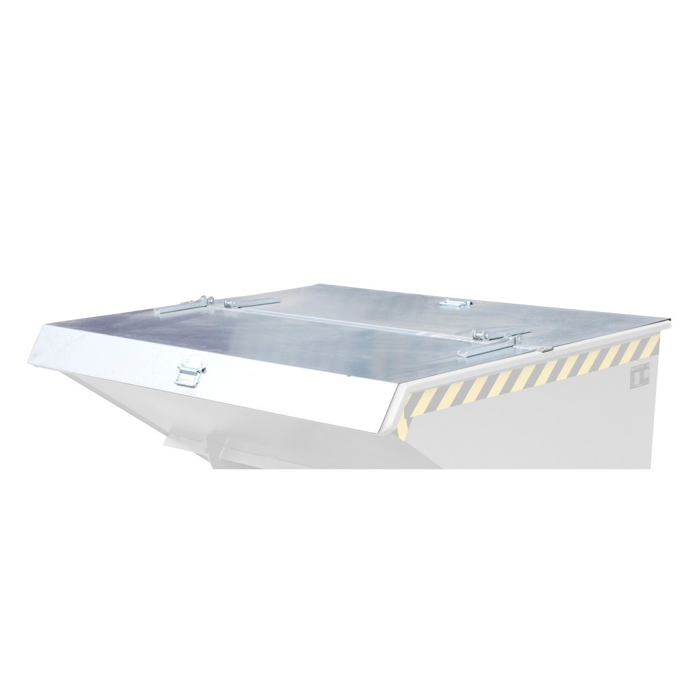Deckel für Bauer® Kippbehälter mit automatischer Abrollmechanik, Volumen 1,2 m³, verzinkt