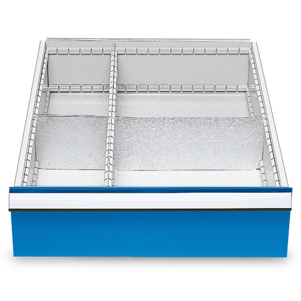 Metall-Schubladeneinteilung für Bedrunka+Hirth Reihenwerkbänke, für Fronthöhe 150 mm, 4 Fächer