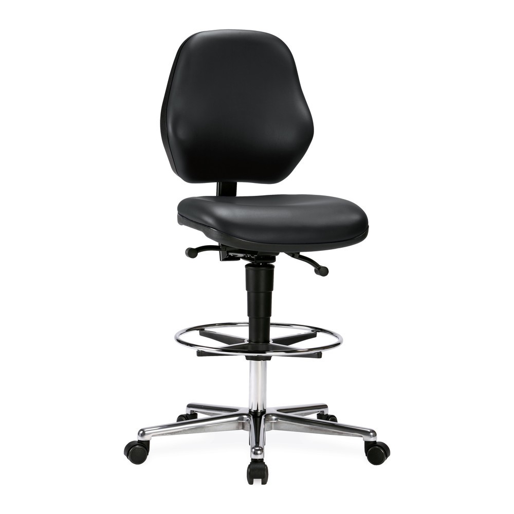 bimos Arbeitsdrehstuhl Smart mit Sitz-Stop-Rollen, Kunstleder, Sitzhöhe 660-910 mm, Fussring, schwarz