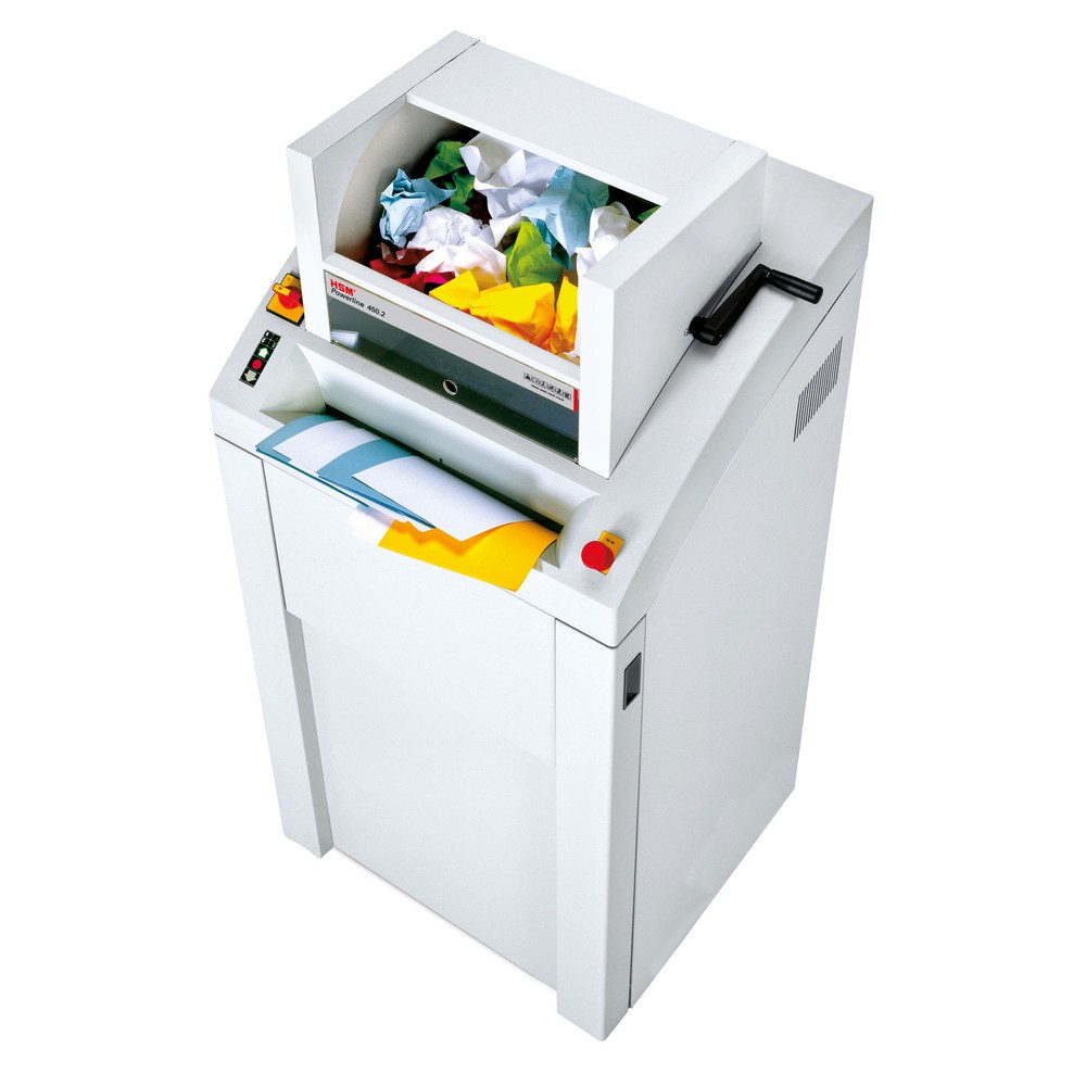 HSM Destructeur de documents grande capacit&eacute;  Powerline 450.2, coupe crois&eacute;e en particules 3,9 x 40 mm