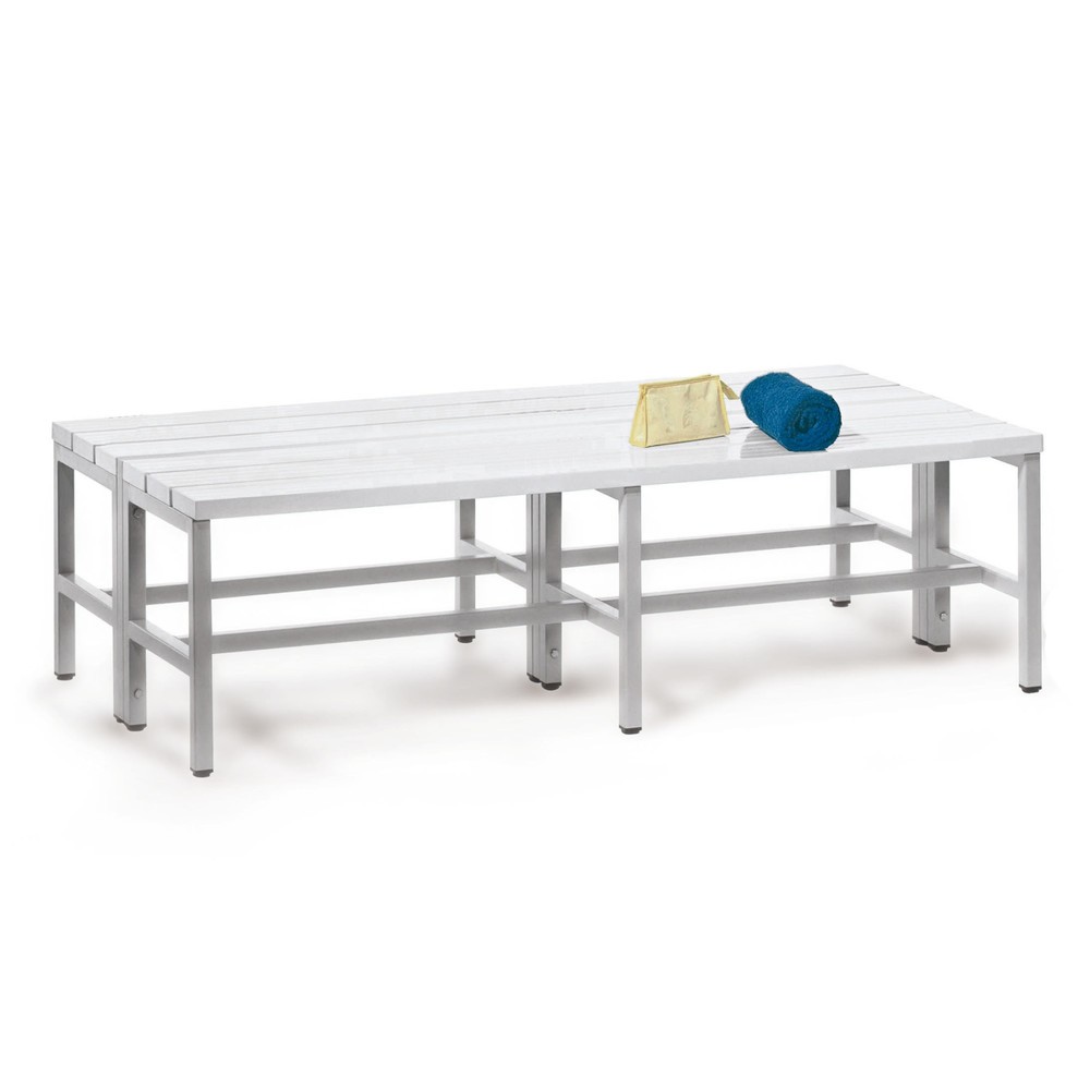 PAVOY Umkleidesitzbank, 2-seitig, Länge 2.000 mm, ohne Schuhrost, reinweiss