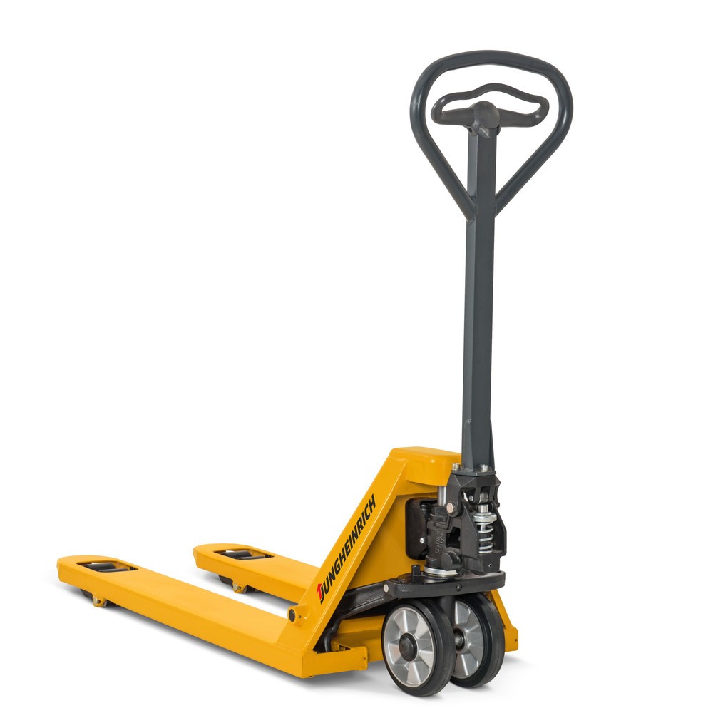 Jungheinrich™ Handhubwagen AM 20, Tragfähigkeit 2000 kg, ergonomische Bedienbarkeit, Nylon-Lenkräder, Nylon-Gabelrollen, Tandembereifung