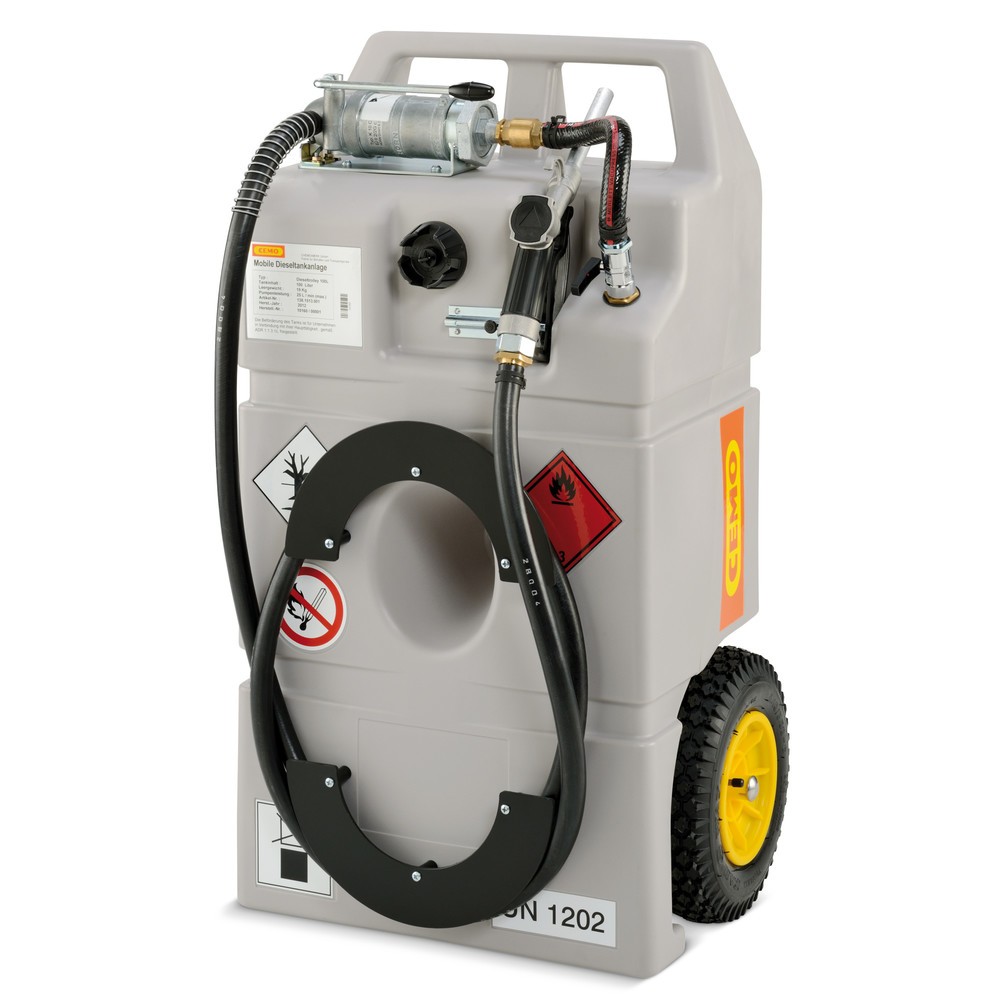 CEMO Diesel-Trolley, 100 l, mit Handpumpe und Zapfventil