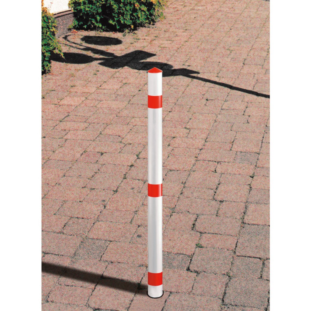 URBANUS Sperrpfosten aus Aluminium, Rundrohr Ø 60 mm mit Bodenanker, rot