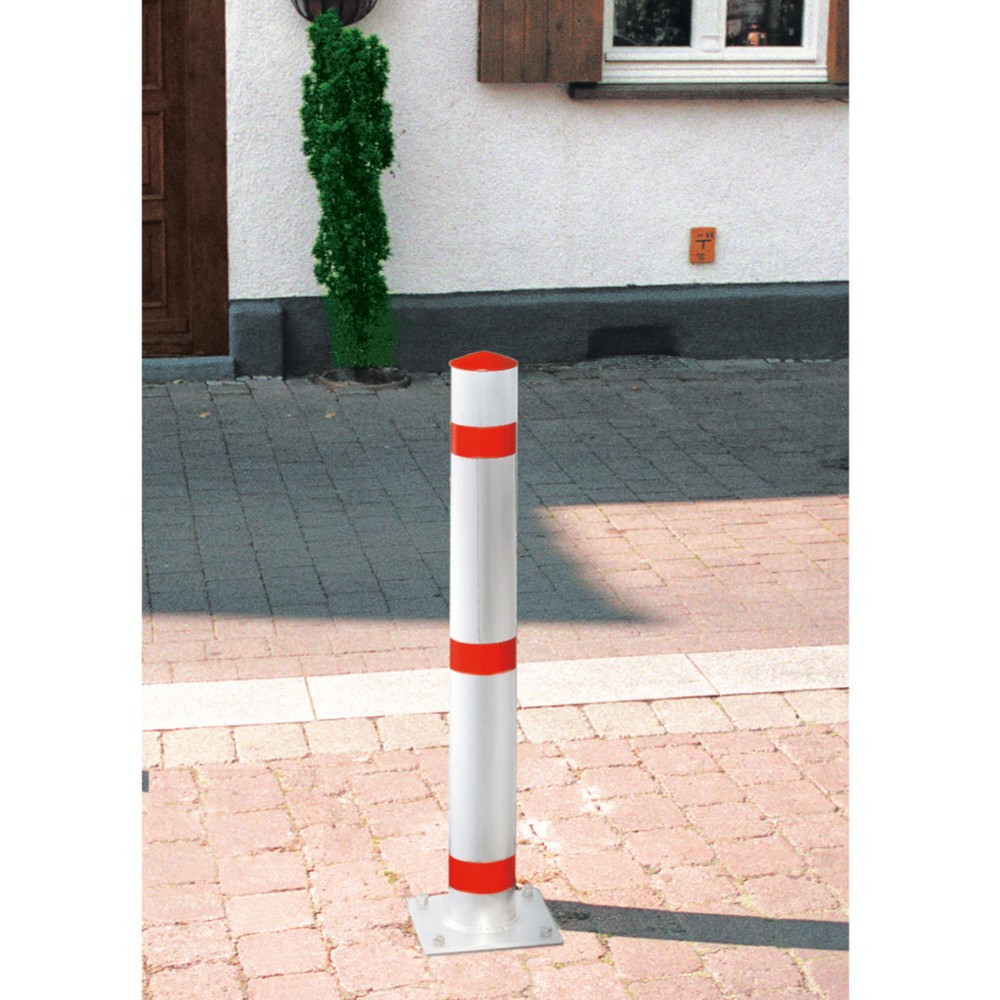 URBANUS Sperrpfosten aus Aluminium, herausnehmbar, Rundrohr Ø 102 mm mit Feuerwehr-Dreikant, rot