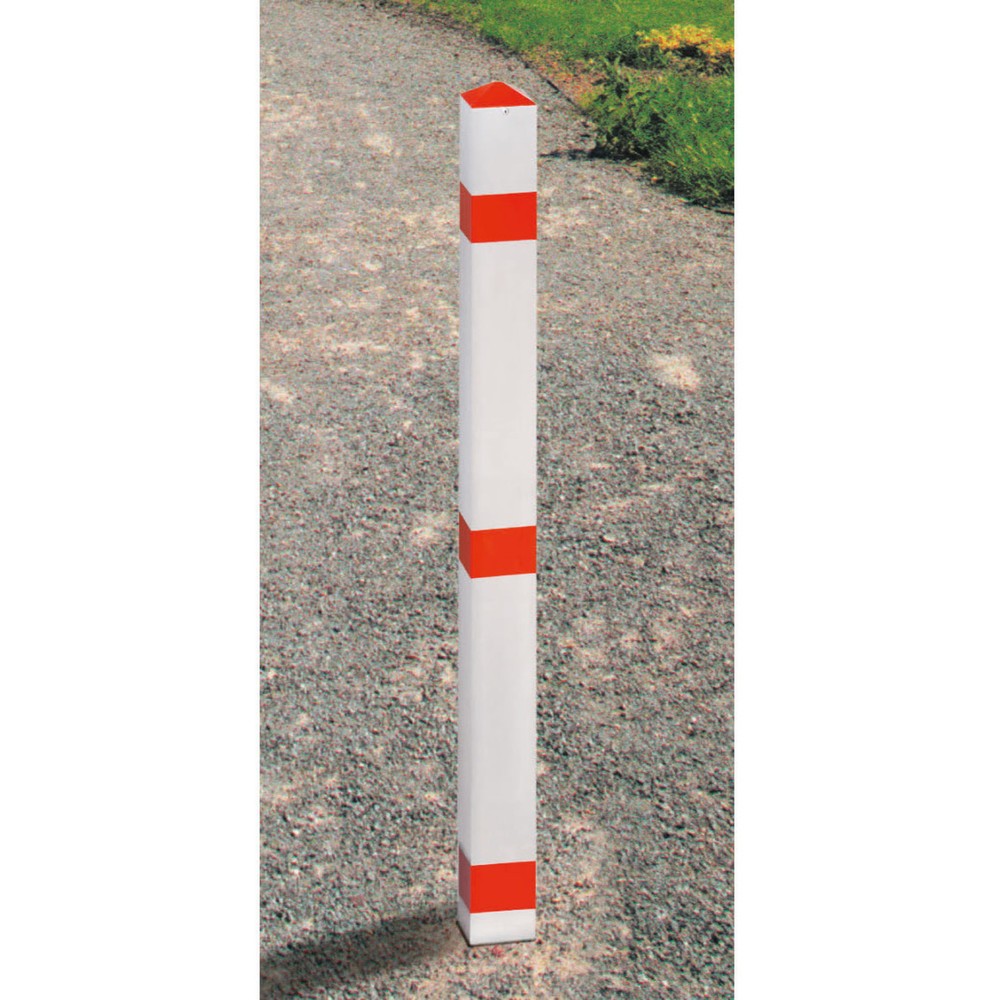 URBANUS Sperrpfosten aus Aluminium, umlegbar, Vierkant 70x70 mm zum Aufdübeln + Feuerwehr-Dreikant, gelb/schwarz