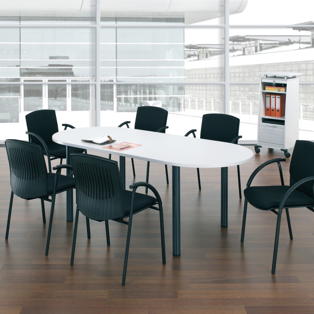 Konferenztisch Ovalform, BxT 2.000 x 900 mm, Ahorn/anthrazit
