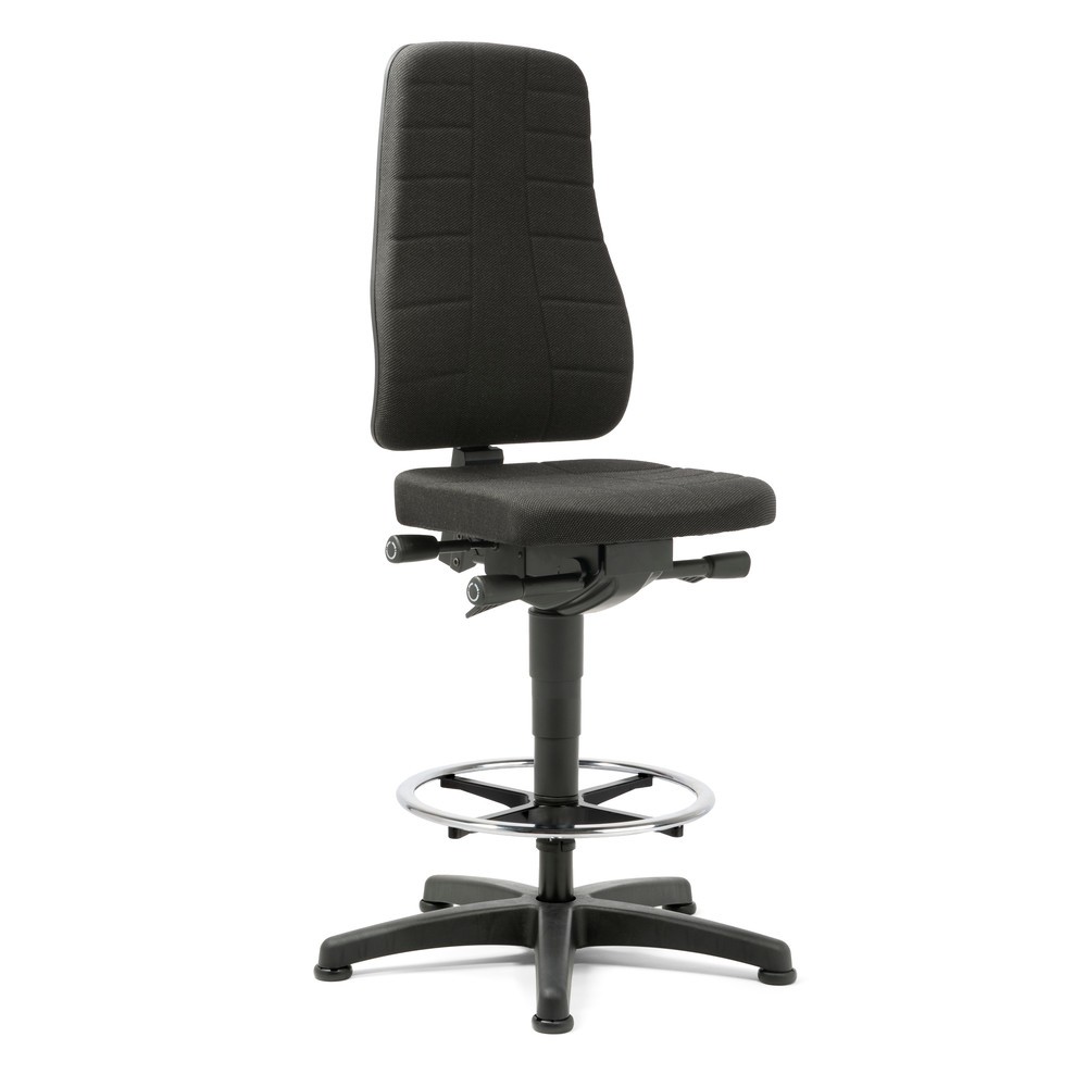 bimos Arbeitsdrehstuhl All-In-One Highline, Stoff, mit Bodengleitern + Fussring, schwarz