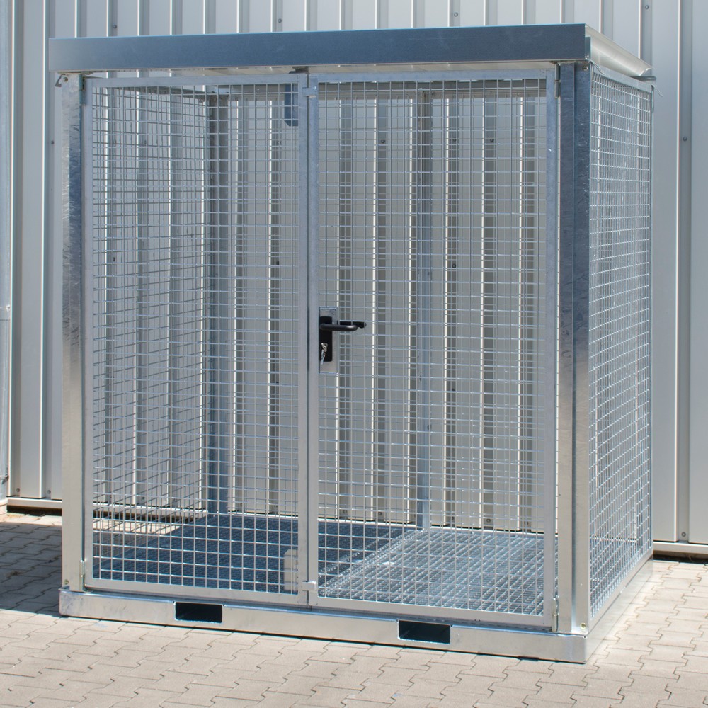 Bauer® Gasflaschen-Container, mit Staplertaschen, max. 45 Gasflaschen, Gitterrostboden