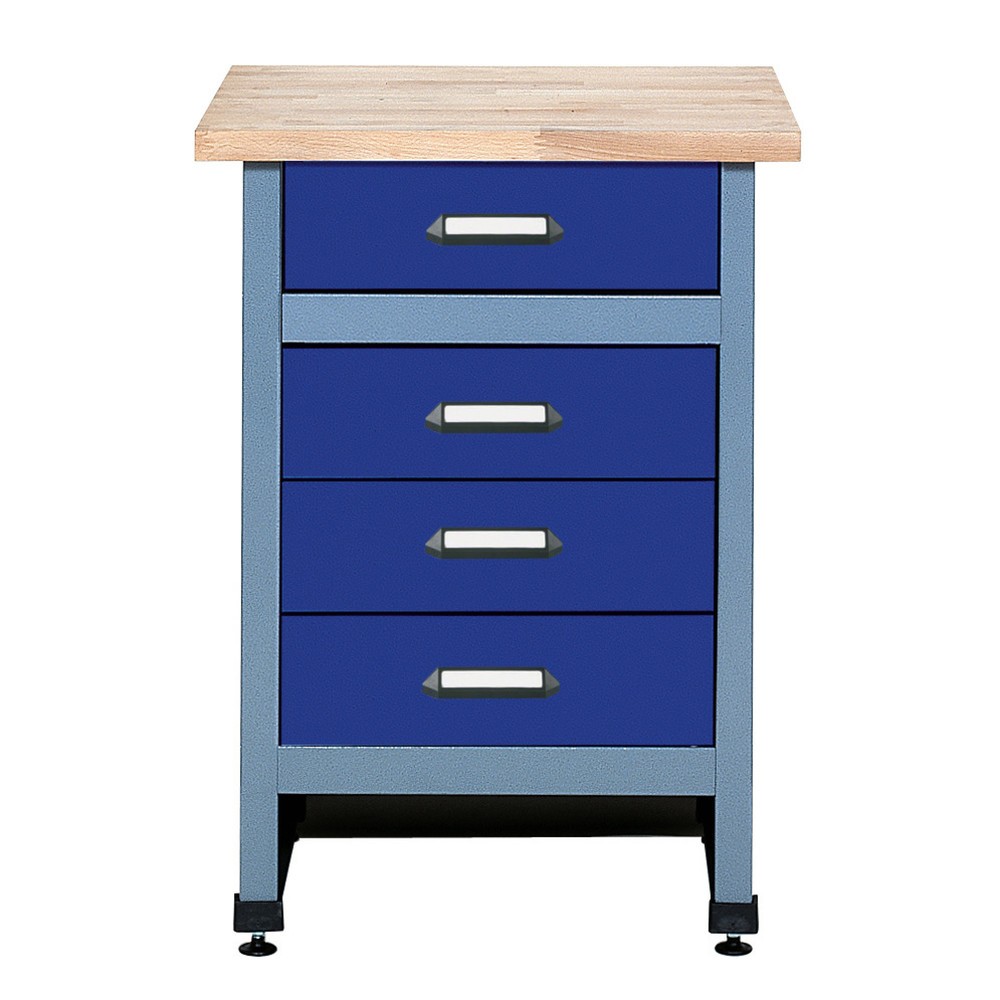 Beistelltisch für Werkbank mit 4 Schubladen, BxT 600 x 600 mm, rot