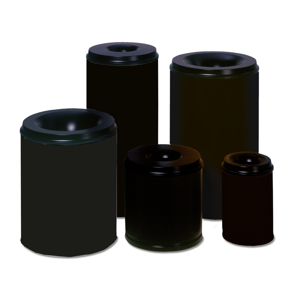 VAR® Sicherheits-Papierkorb, feuersicher, 30 Liter, tiefschwarz