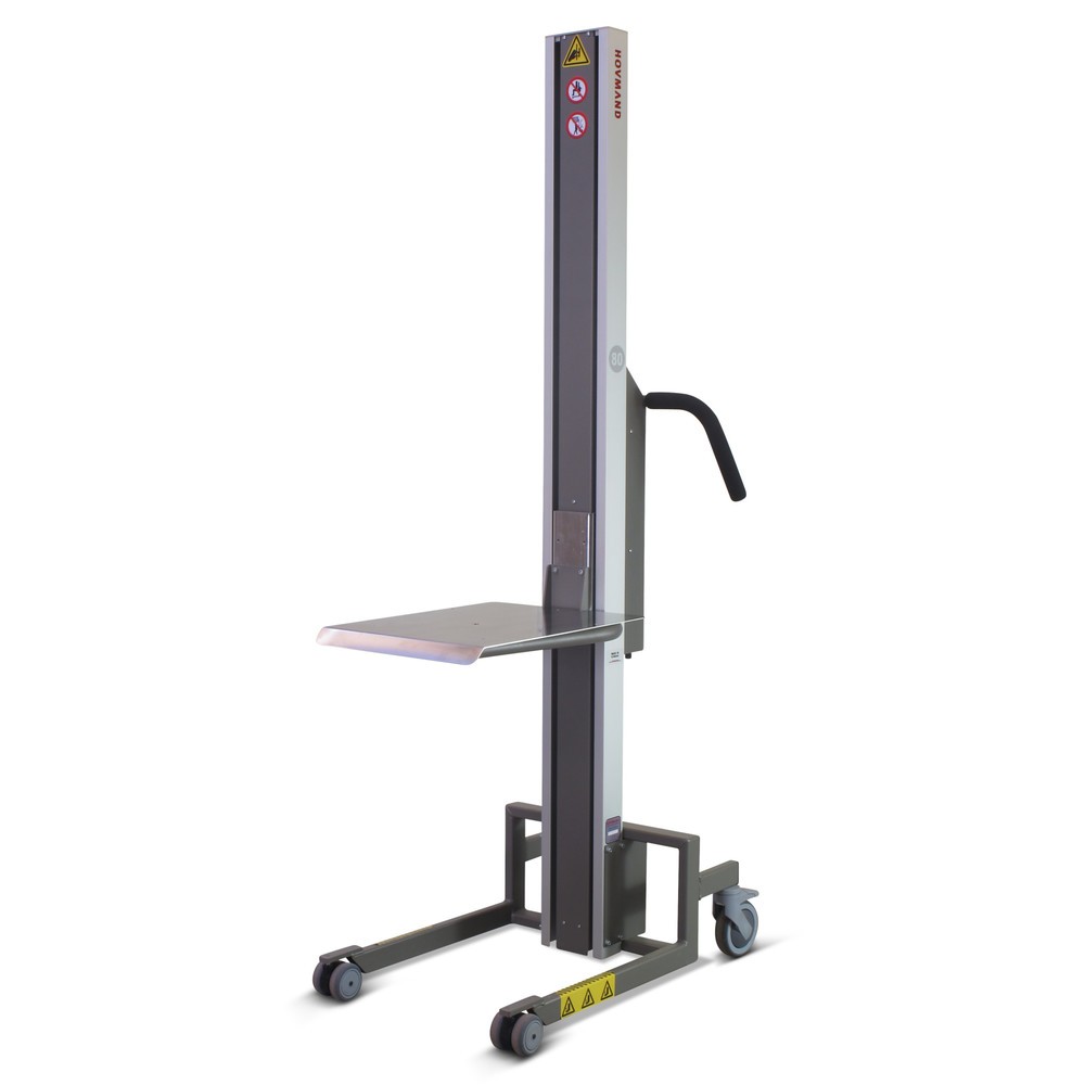 HOVMAND Hebelift mit Edelstahl-Plattform + V-Block, Hubbereich 140-2.140 mm, TK 90 kg