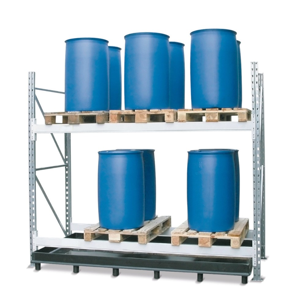 Weber Kunststofftechnik Regalboden-Auffangwanne aus PE, unterfahrbar, HxBxT 430 x 3.280 x 1.340 mm, Auffangvolumen 1.000 l, ohne Lochplatte