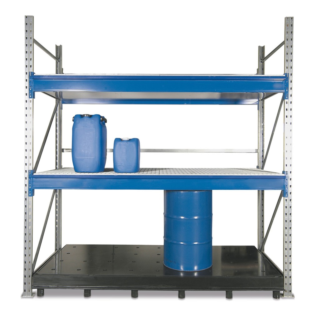 Weber Kunststofftechnik Regalboden-Auffangwanne aus PE, unterfahrbar, HxBxT 220 x 3.280 x 1.340 mm, Auffangvolumen 240 l, inkl. Lochplatte
