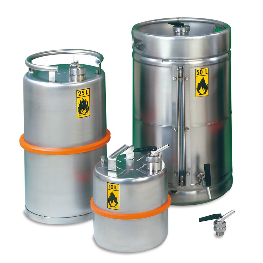 Rötzmeier® Sicherheitsstandgefäss aus Edelstahl, mit Schraubkappe, 25 Liter