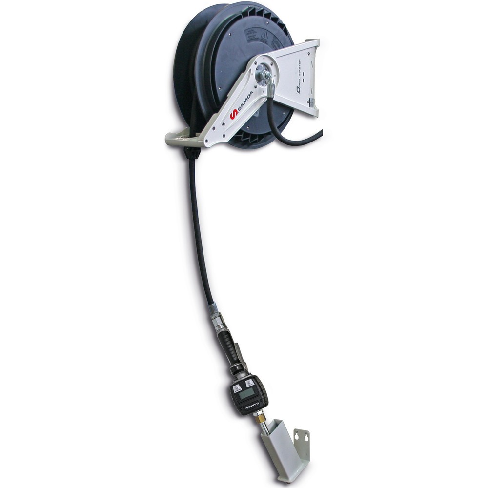 SAMOA Schlauchaufroller, offen, mit Elektronik-Handdurchlaufzähler, Schlauchlänge 15 m, Gewinde 1/2"