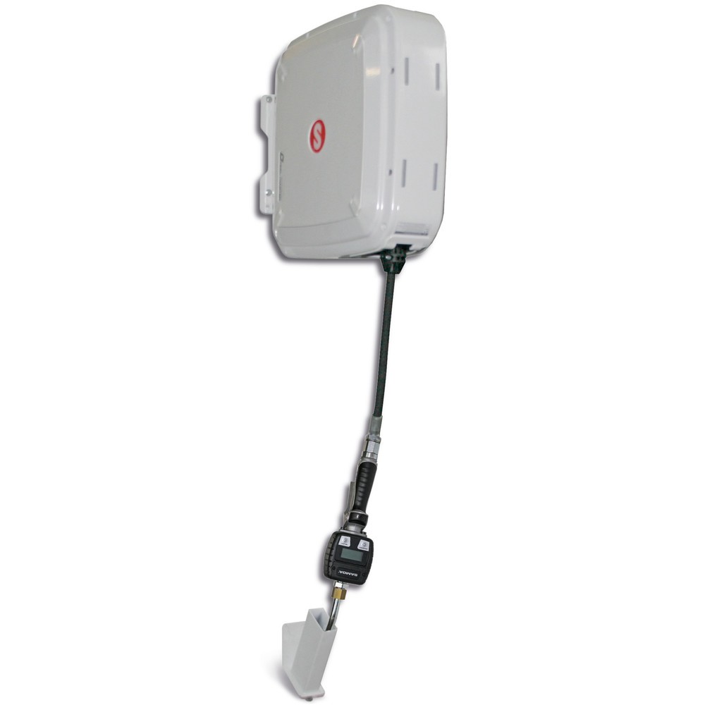 SAMOA Schlauchaufroller, geschlossen, mit Elektronik-Handdurchlaufzähler, Schlauchlänge 10 m, Gewinde 1/2"