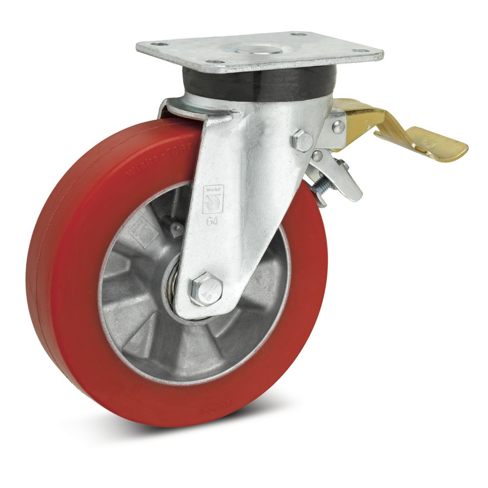 Wicke Lenkrolle Topthane® Soft-PU, inkl. Feststeller im Vorlauf, Ø x Breite 160 x 50 mm, TK 510 kg
