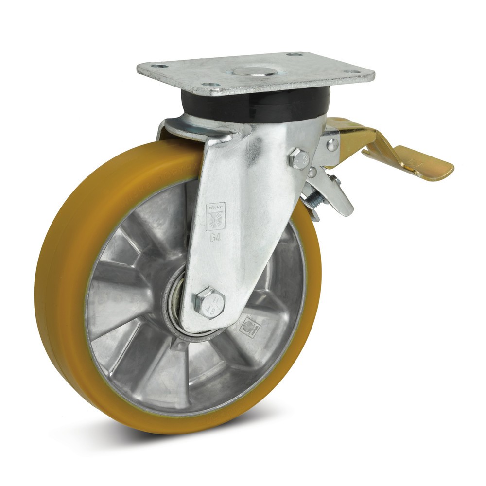 Wicke Lenkrolle Topthane® PU, inkl. Feststeller im Vorlauf, Ø x Breite 200 x 50 mm, TK 900 kg
