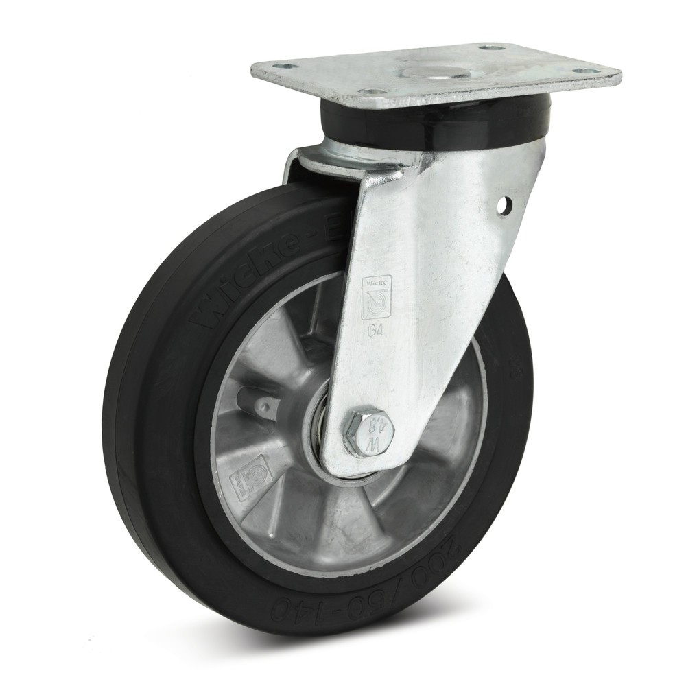 Wicke Lenkrolle Elastik-Vollgummi, Ø x Breite 200 x 50 mm, TK 450 kg