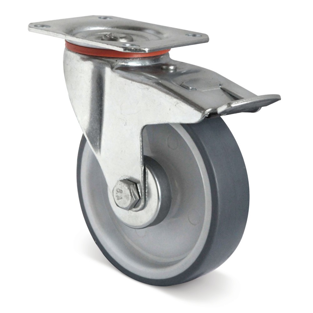 Lenkrolle TPE Basic, inkl. Feststeller, spurlos, Ø x Breite 100 x 32 mm, TK 100 kg