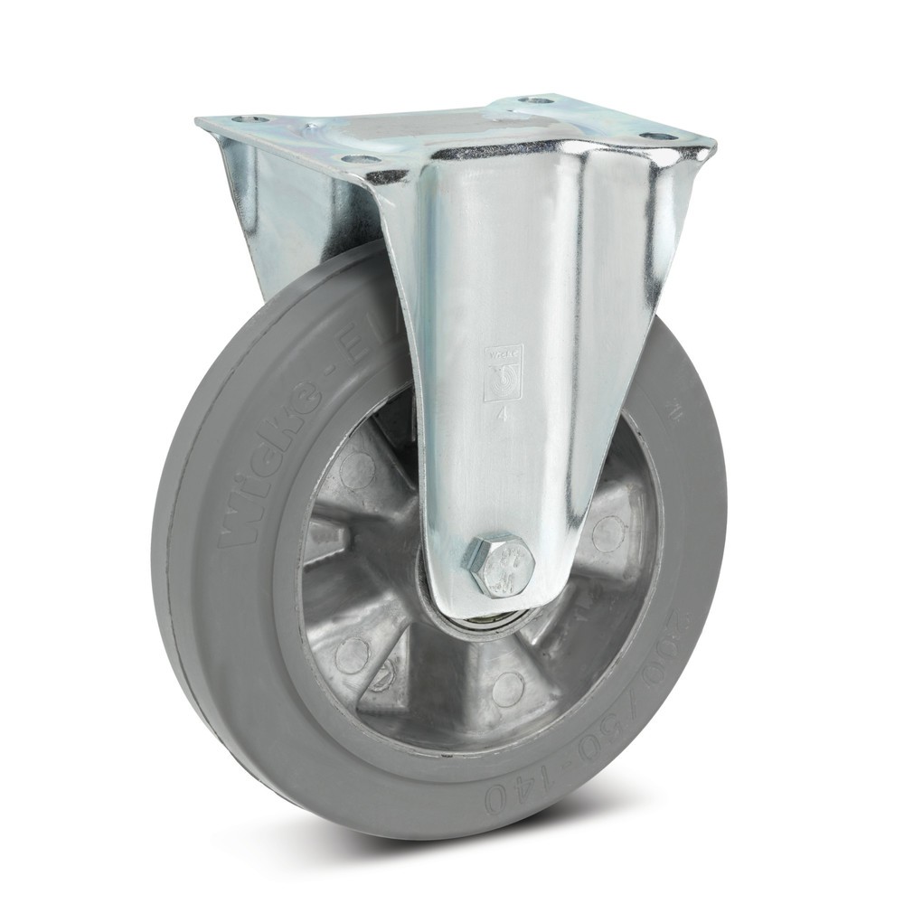 Wicke Bockrolle Elastik-Vollgummi, Alufelge, spurlos, Ø x Breite 200 x 50 mm, TK 350 kg