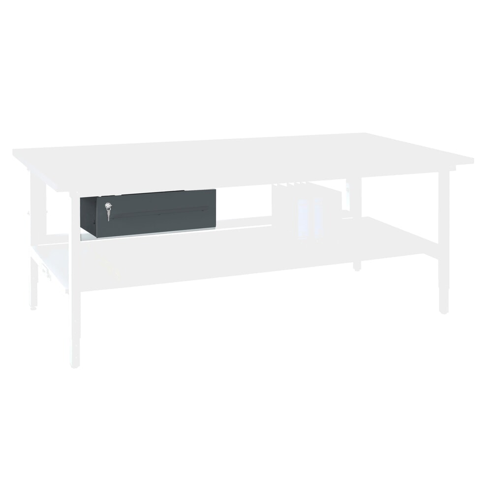 Schublade, abschließbar, für DAHMEN Packtische Classic und Multiplex, HxBxT 160 x 490 x 450 mm, anthrazit