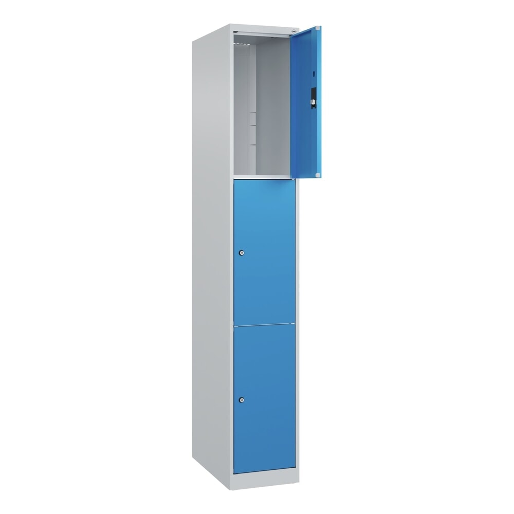 C+P Schliessfachschrank Classic PLUS, 1 Abteil, HxBxT 1.850 x 300 x 500 mm, lichtgrau, lichtblau, 3 Fächer, Zylinderschloss