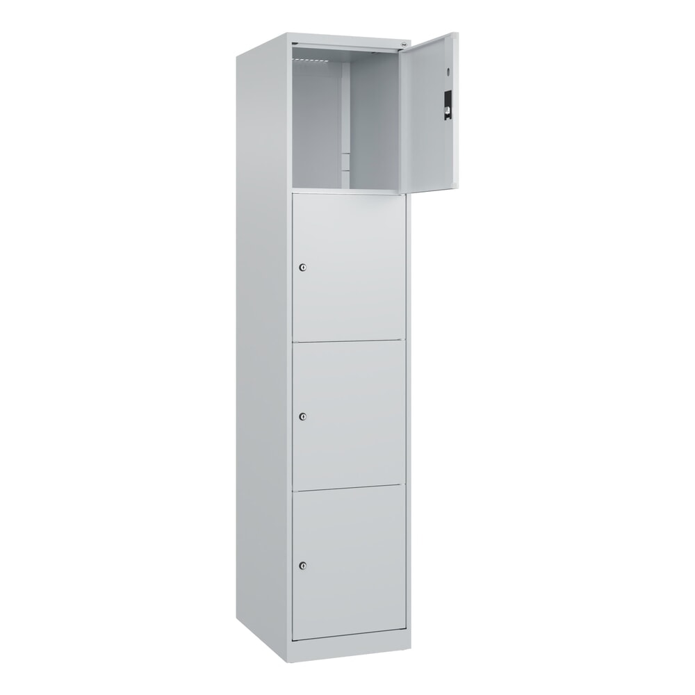 C+P Schliessfachschrank Classic PLUS, 1 Abteil, HxBxT 1.850 x 400 x 500 mm, lichtgrau, lichtgrau, 4 Fächer, Zylinderschloss
