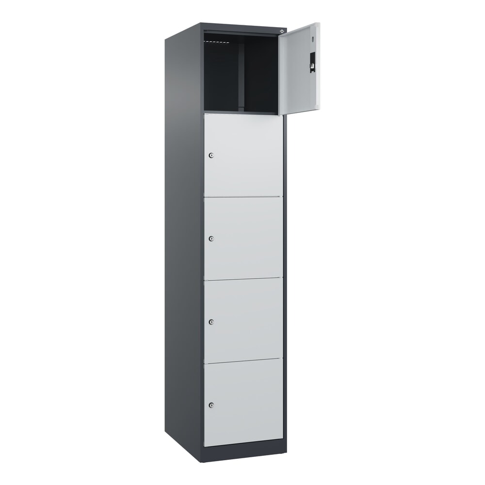 C+P Schliessfachschrank Classic PLUS, 1 Abteil, HxBxT 1.850 x 400 x 500 mm, anthrazitgrau, lichtgrau, 5 Fächer, Zylinderschloss