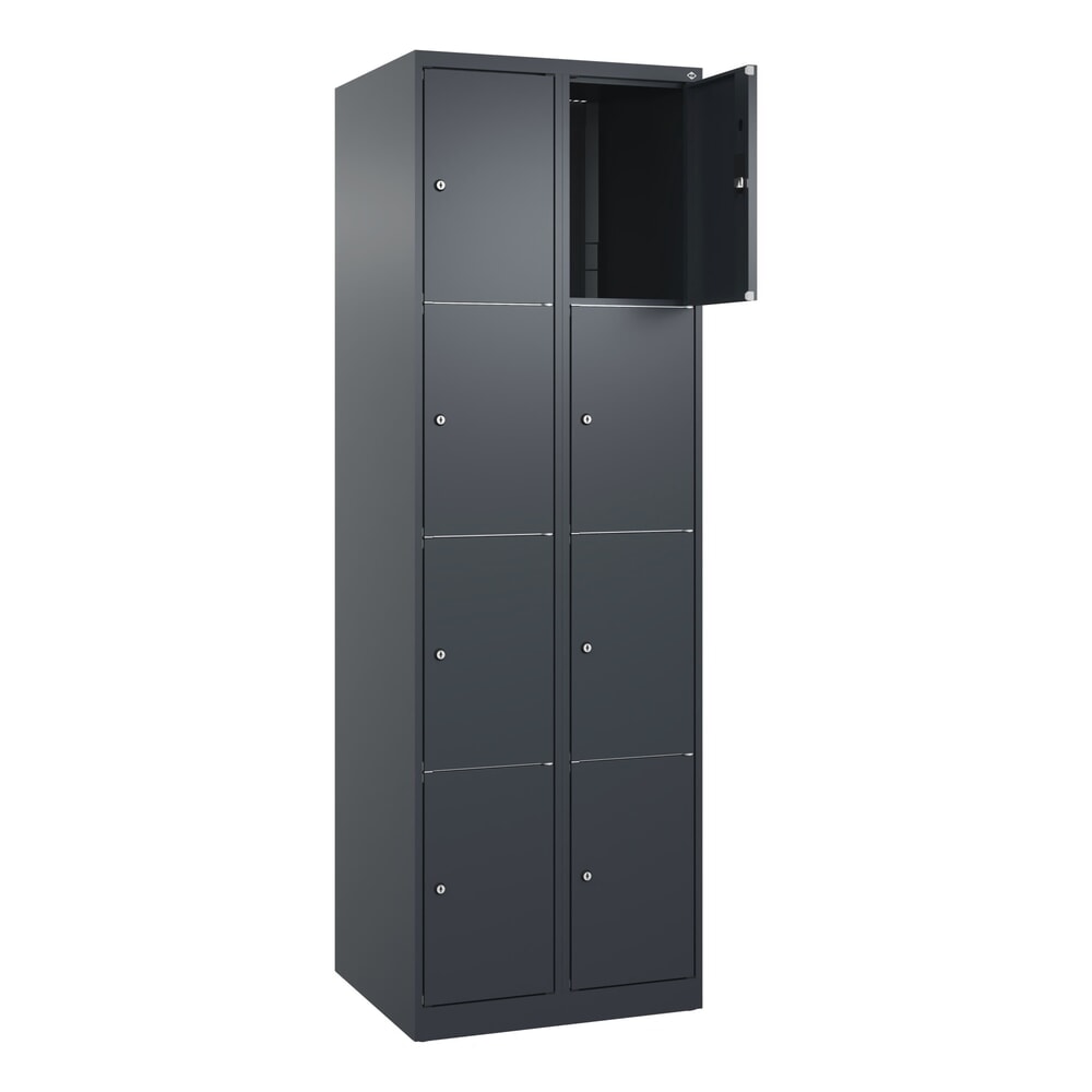 C+P Schliessfachschrank Classic PLUS, 2 Abteile, HxBxT 1.850 x 600 x 500 mm, anthrazitgrau, anthrazitgrau, 8 Fächer, Zylinderschloss