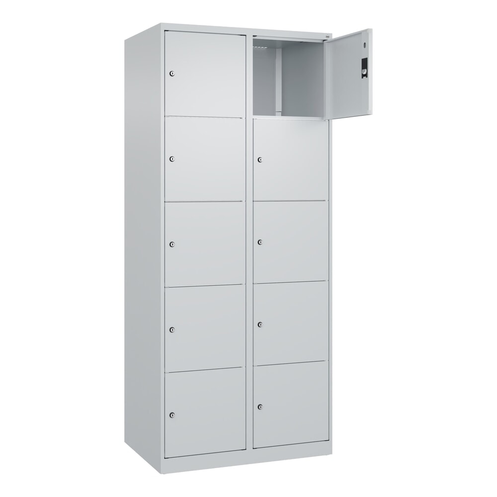 C+P Schliessfachschrank Classic PLUS, 2 Abteile, HxBxT 1.850 x 800 x 500 mm, lichtgrau, lichtgrau, 10 Fächer, Zylinderschloss