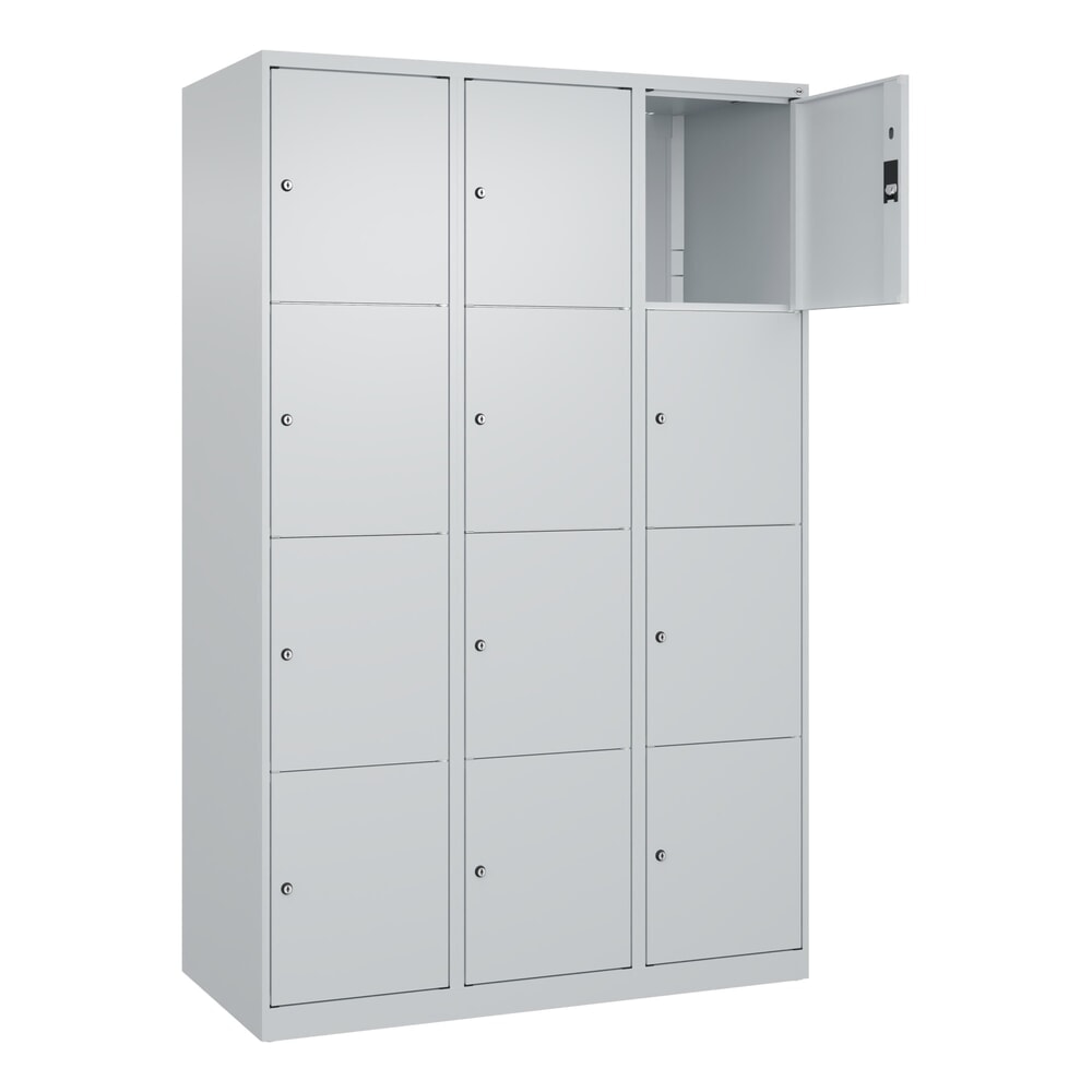 C+P Schliessfachschrank Classic PLUS, 3 Abteile, HxBxT 1.850 x 1.200 x 500 mm, lichtgrau, lichtgrau, 12 Fächer, Zylinderschloss