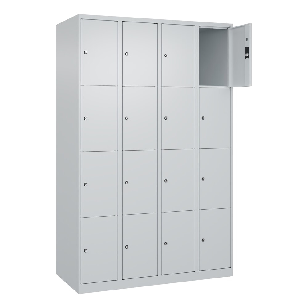 C+P Schliessfachschrank Classic PLUS, 4 Abteile, HxBxT 1.850 x 1.200 x 500 mm, lichtgrau, lichtgrau, 16 Fächer, Zylinderschloss