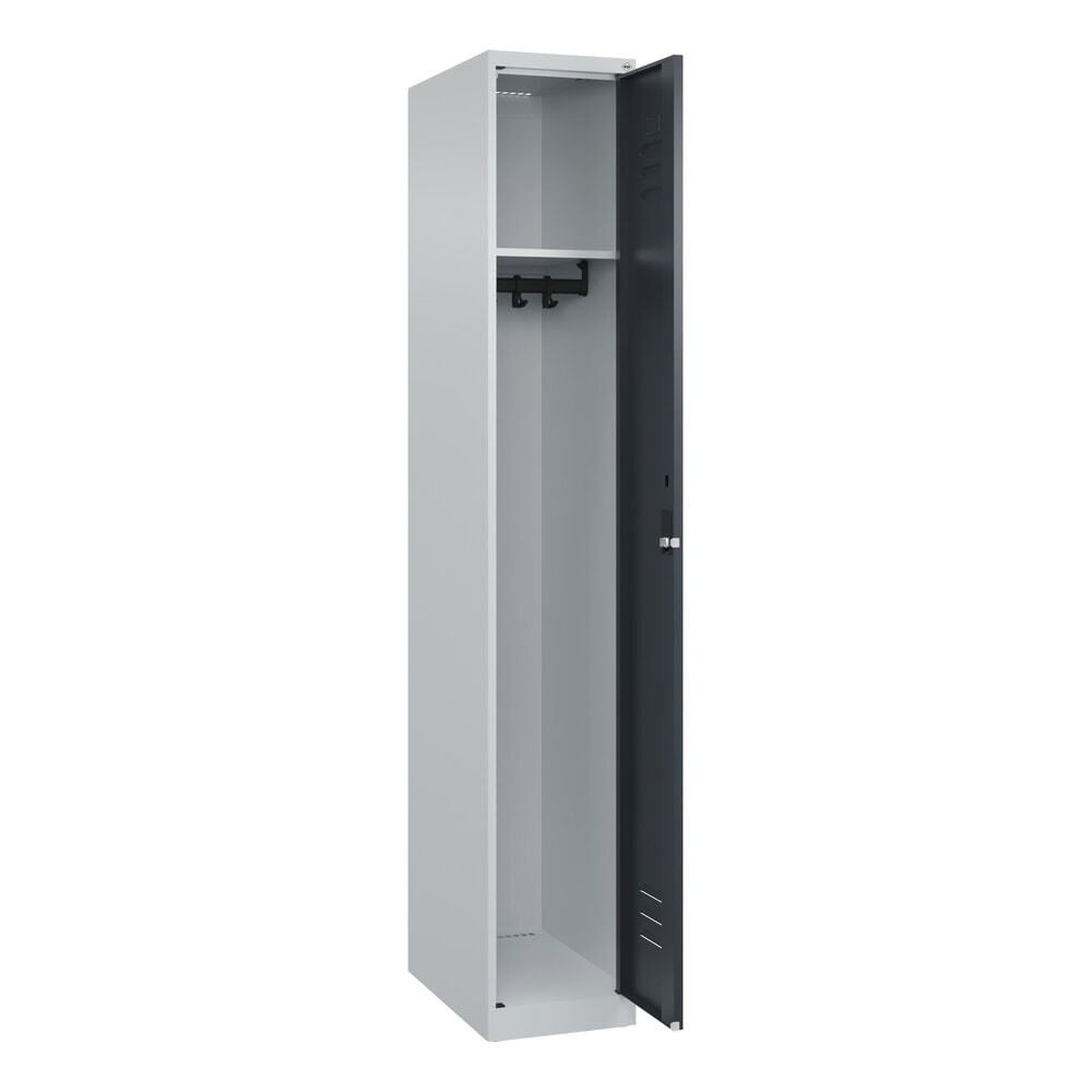 C+P Spind Classic PLUS, 1 Abteil, HxBxT 1.850 x 300 x 500 mm, lichtgrau, anthrazitgrau, Zylinderschloss, ohne Mitteltrennwand