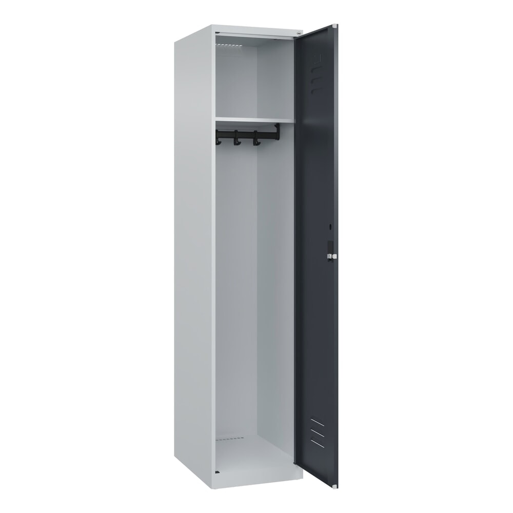 C+P Spind Classic PLUS, 1 Abteil, HxBxT 1.850 x 400 x 500 mm, lichtgrau, anthrazitgrau, Zylinderschloss, ohne Mitteltrennwand