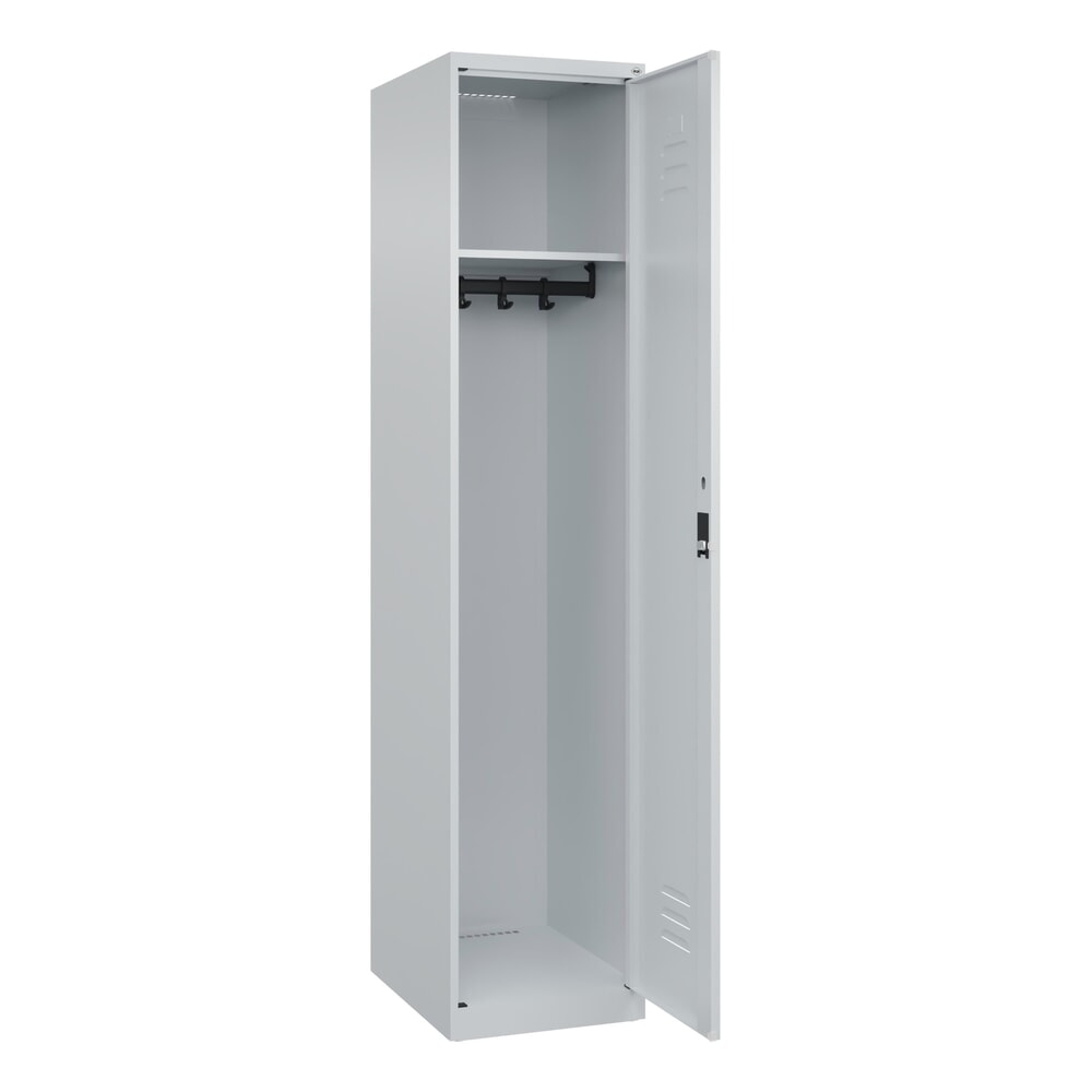 C+P Spind Classic PLUS, 1 Abteil, HxBxT 1.850 x 400 x 500 mm, lichtgrau, lichtgrau, Zylinderschloss, ohne Mitteltrennwand